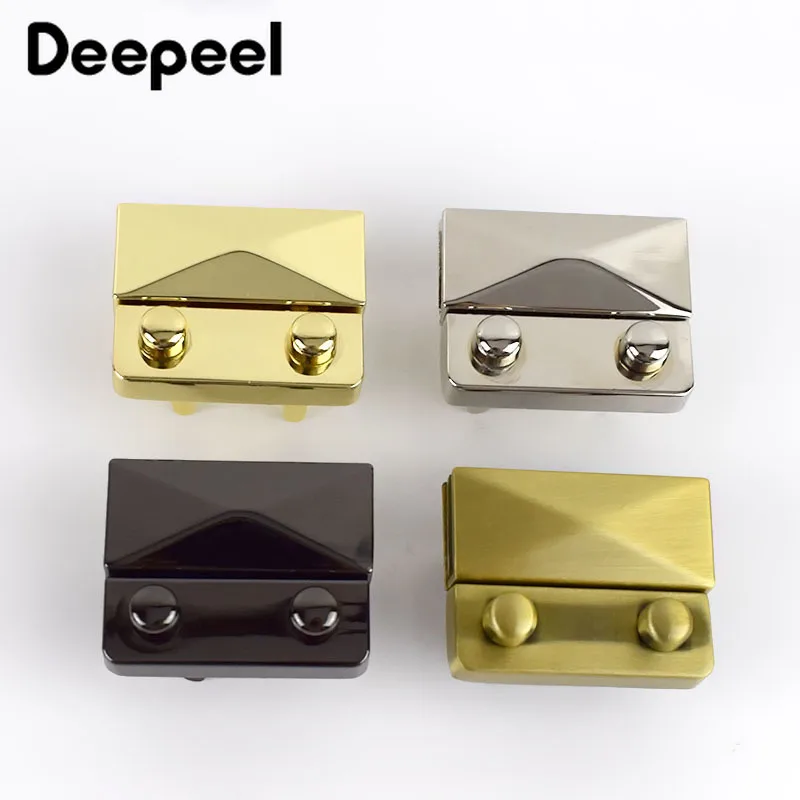 2/4Pcs 44x35mm Bag Lock Buckles Metal Latch Clasp Pushed Snap Locks for Purse Handbag Replacement Clasps DIY Hardware Accessory