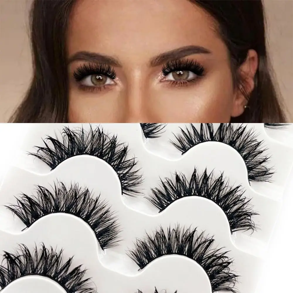 

Cruelty-free 3D Faux Mink Hair Eyelash 15mm Messy Volume False Eyelashes Handmade Wispy Fluffy Fake Lashes Women