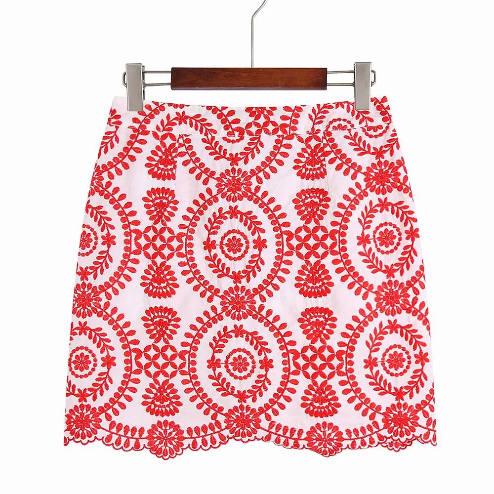 Women Mini Skirt Summer 2023 New Fashion Stylish Embroidery Material Above Knee Modern Girl Bottom Wears
