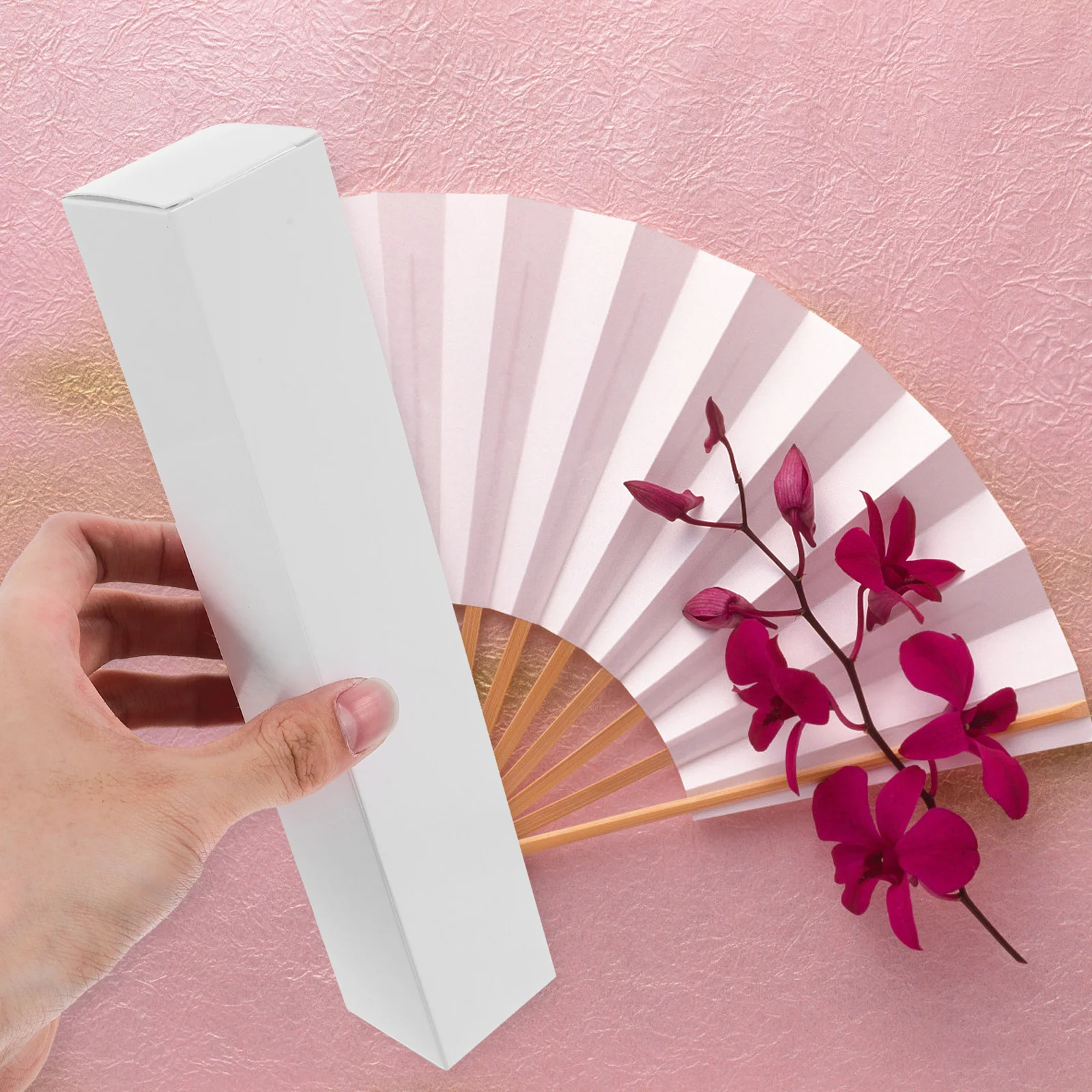 

20pcs Folding Box Paper Holder Compact Diy Chinese Style Hand Fan Organizer Storage Case For Desktop Living Area Fan Container