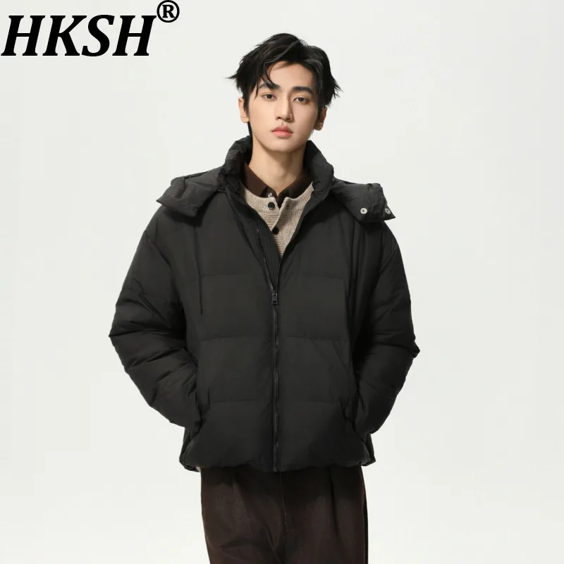 

HKSH Autumn Winter New Men Tide Hat Detachable Design Duck Down Jacket Dark Punk Fashion Casual Warm Hooded Padded Coats HK15656