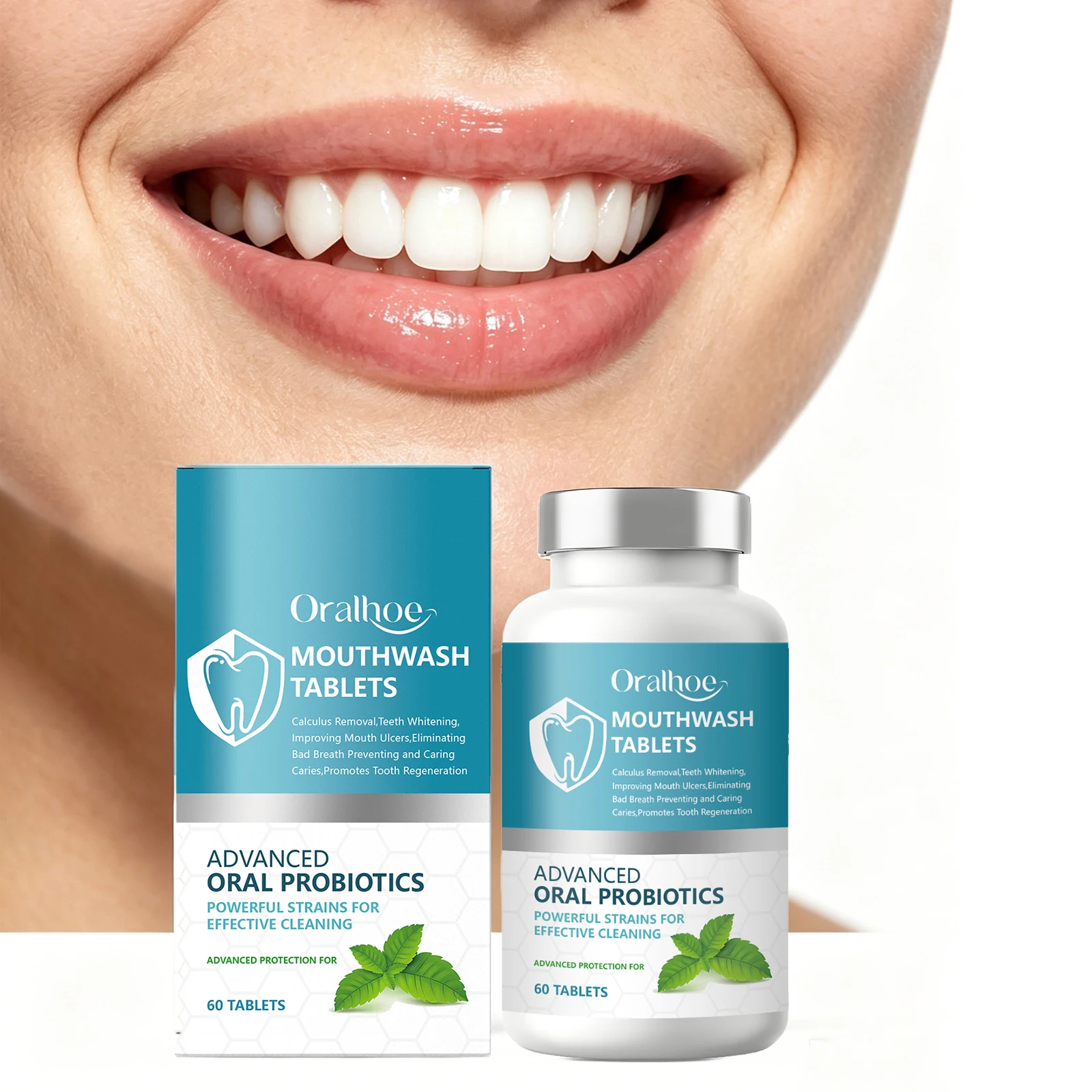 Probiotic Mouthwash Tablets Oral Cleansing Fresh Breath Remove Mouth Bad Odor Reduce Teeth Stains Yellowing Teeth Whitening Care