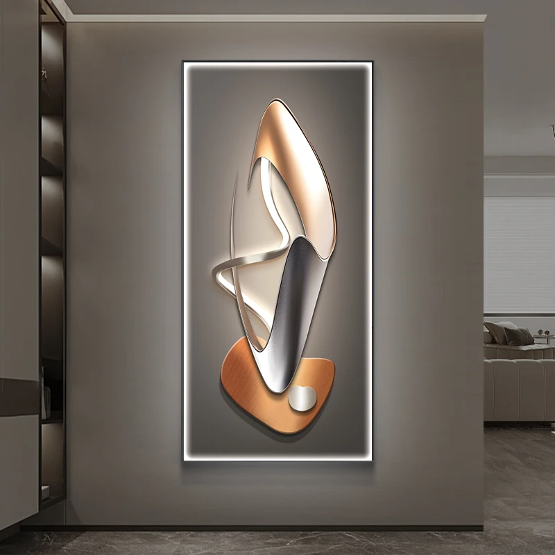 Modern Light Luxury Entrance Hall Wall Art Wind Water Rising Corridor Decorative Murals Horizontal Landscape Painting for Hallwa