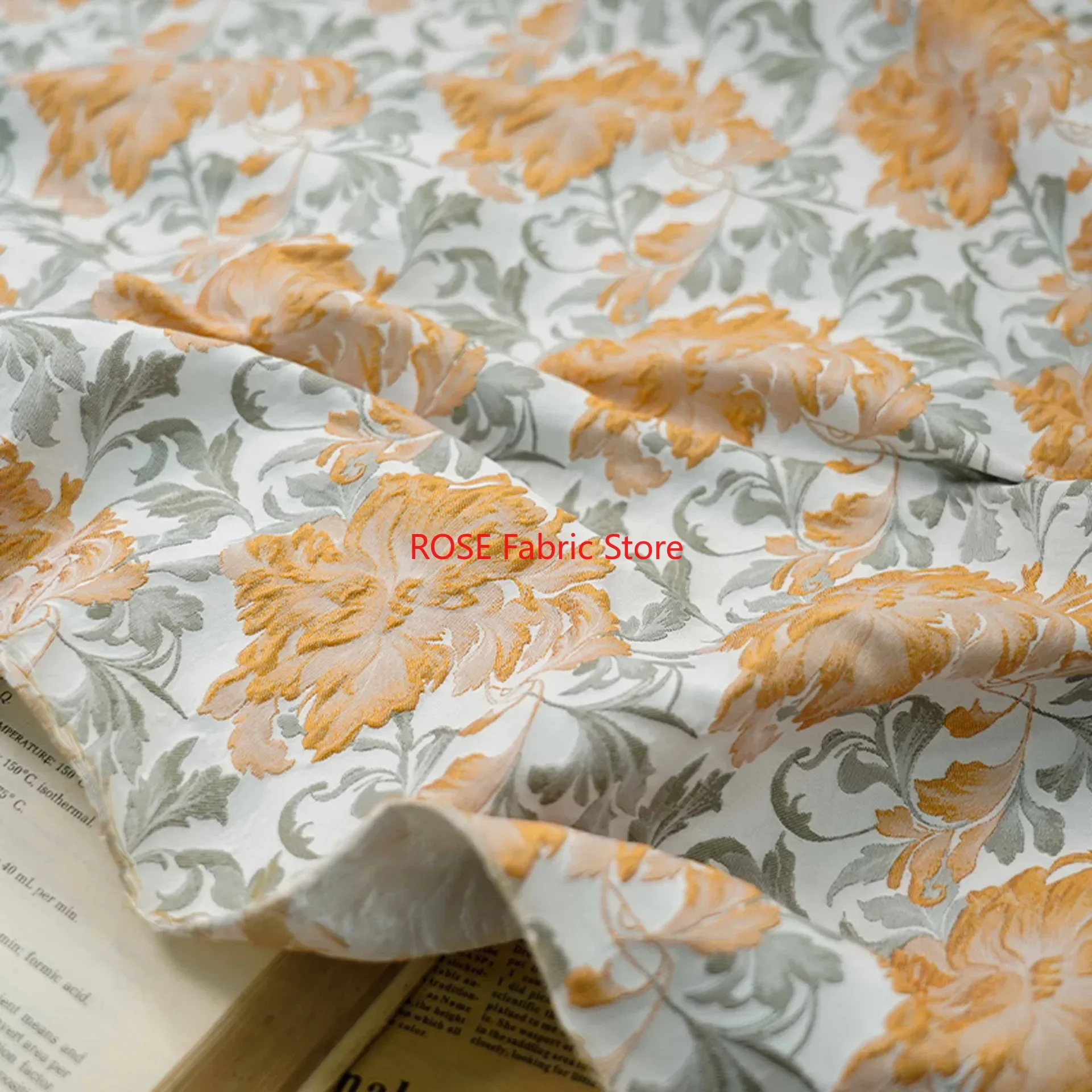 1 meter European Style Large Flower Relief Jacquard Fabric Women's Formal Dress Skirt Bag Decorative Sewing Fabric