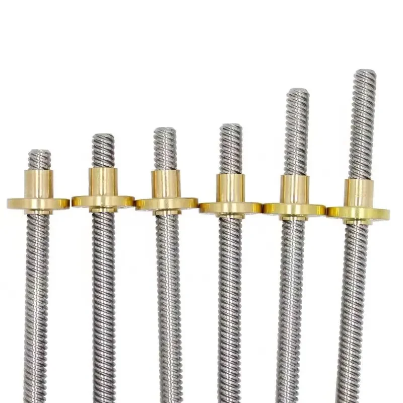 T8 lead screw Left-hand thread lead2/3/8mm 304 stainless steel T8 trapezoidal reverse left-hand screw and reverse copper nut