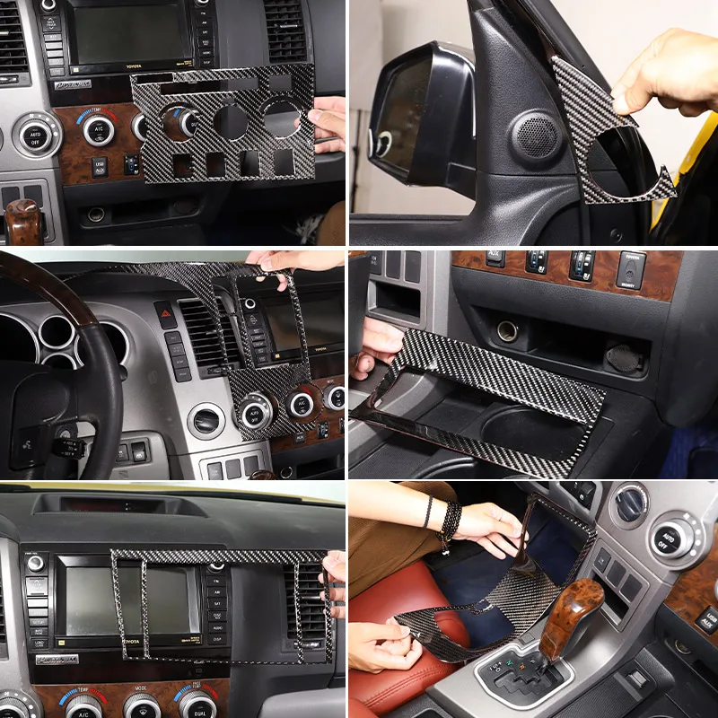 For Toyota Tundra 2007-2013 Soft Carbon Car Central Control Gear Shift Panel Air Conditioning Switch Panel Sticker Accessories