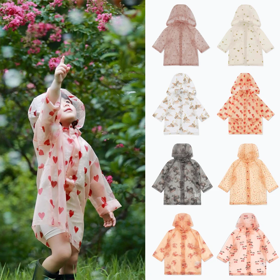 2024 New KS Children's Cartoon Raincoat Cartoon Lemon Cherry Pattern Cute Rainwear Boys Girls Brand Rain Coats Waterproof Cloth