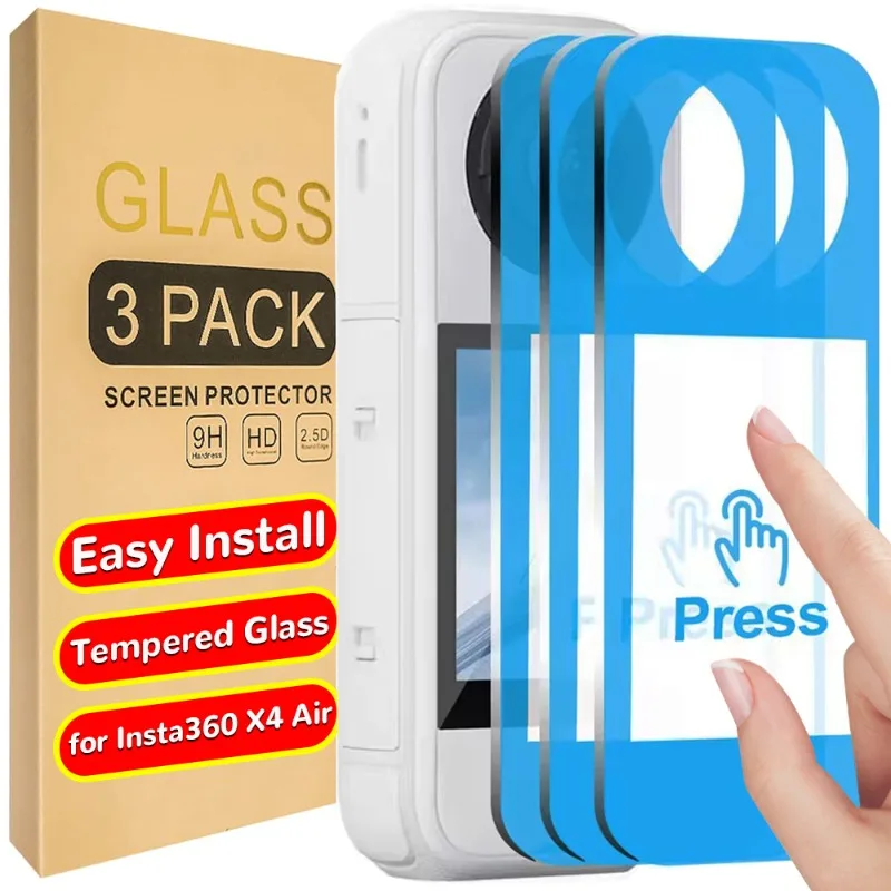 1/2/3Pcs Easy Install Tempered Glass Screen Protector Films for Insta360 X4 Air 9H Anti-Scratch Camera Protective Glass Film