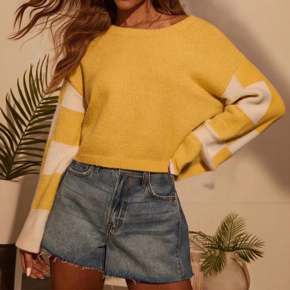 

Деловой стиль, женский свитер с длинным рукавом и круглым вырезом, облегающий дизайн, прямые рукава-трубы, модная повседневная одежда