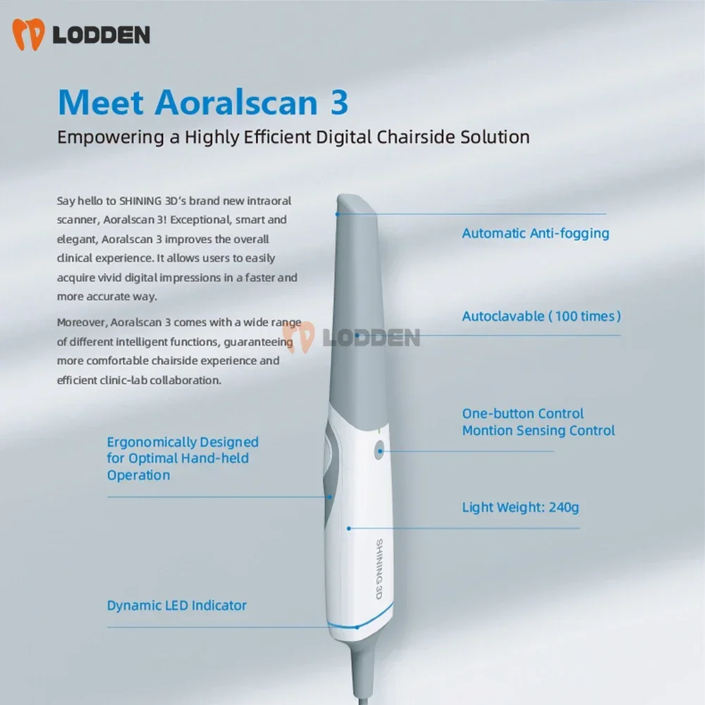 Aoralscan 3 Shining 3d الماسح الضوئي داخل الفم معدات الماسح الضوئي عن طريق الفم للأسنان مع برنامج مجاني ونظام بيئي كامل معتمد من CE