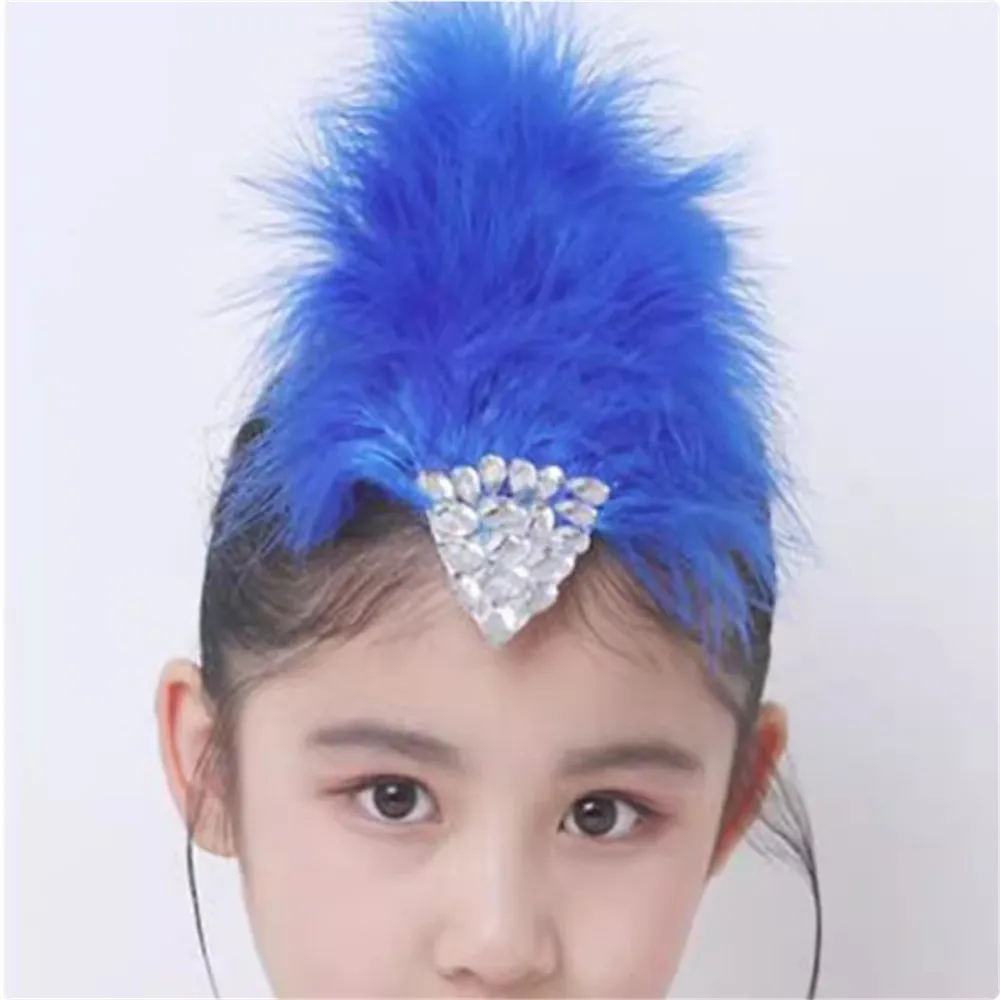 

Swan Dance Performance Blue Feather Hair Accessories Headwear Ballet Swan Lake Solo Dance Latin Dance Headwear