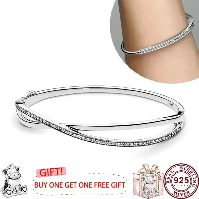 New 100% S925 Silver Signature Series I-d Meteor Women's Open Signature Bracelet Women's Fashion DIY Jewelry aretes