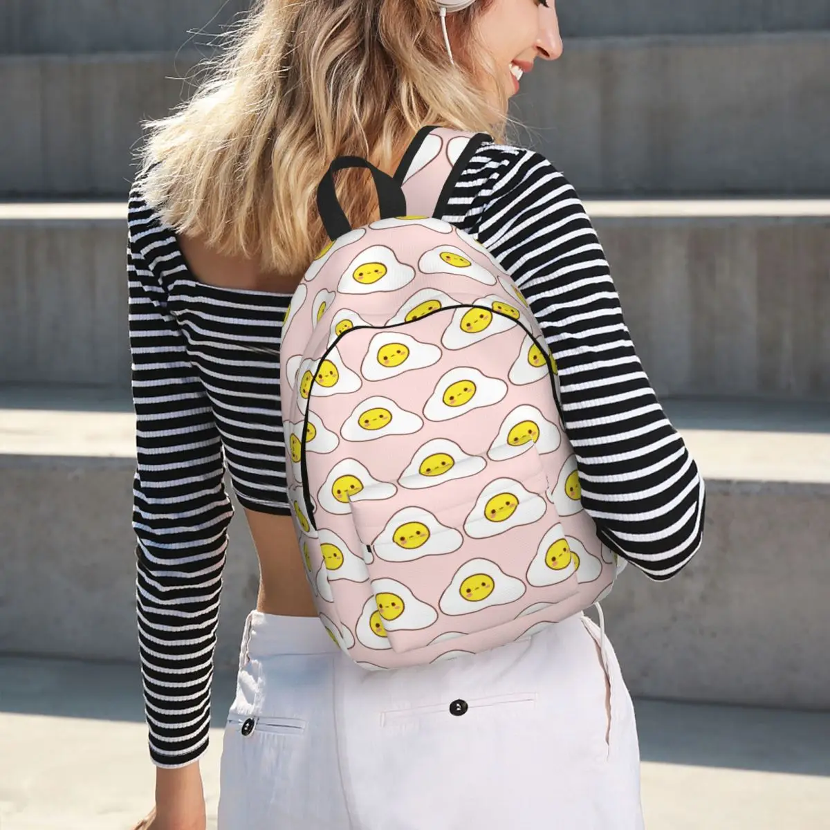 

Egg Kawaii Illustration Backpack Hot Sale Daypack Large Capacity Boys Girls BookBag School Bag Shoulder Bags for Men Women