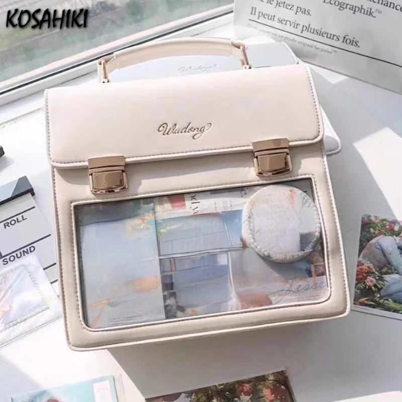 Y2k Aesthetic Fashion Transparent Handbags All Match Casual Kawaii Crossbody Bag Streetwear Trendy Women Ins Shoulder Ita Bags