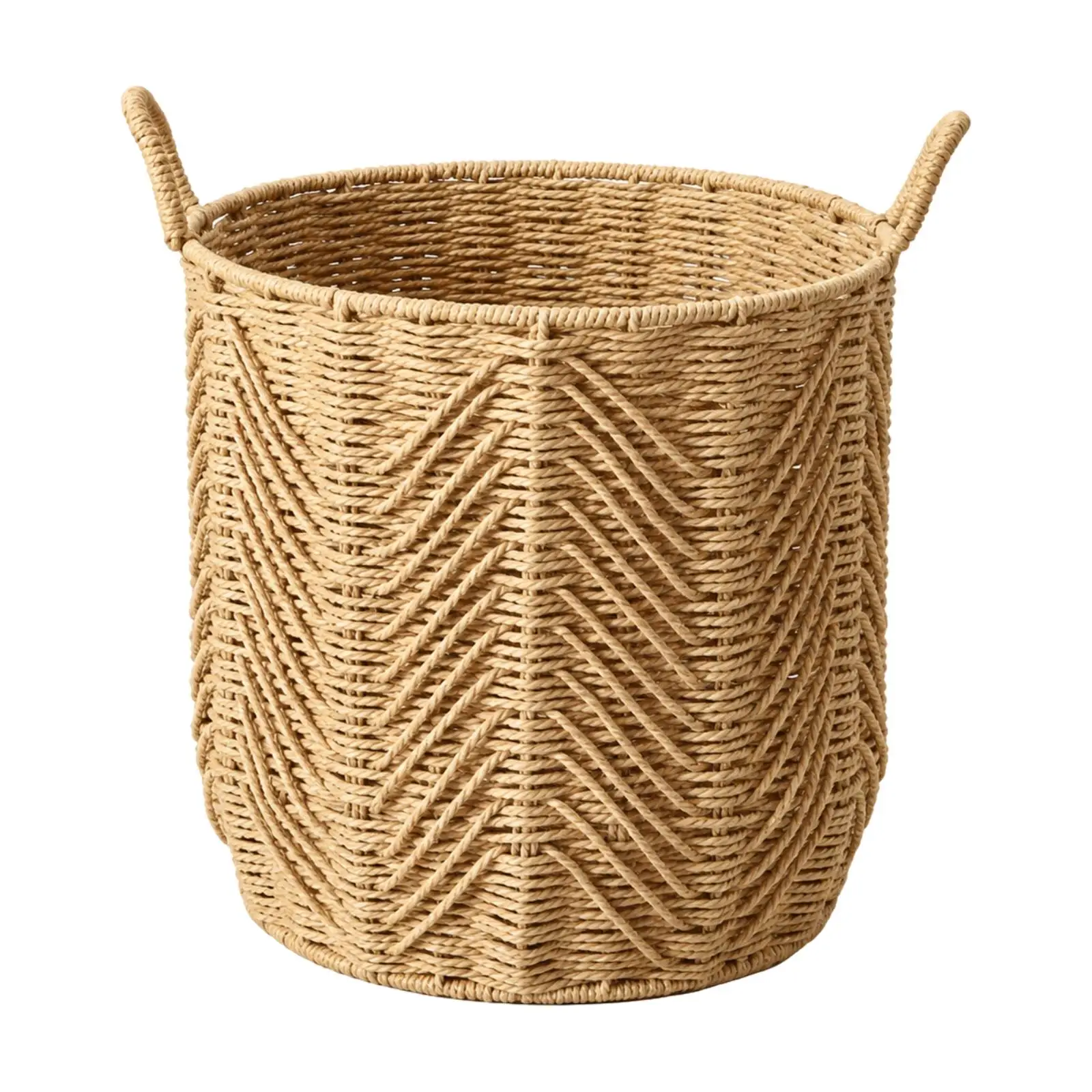 Paper Rope Woven Laundry Basket with Reinforced Metal Frame Open Top Design for Bathroom and Closet Use