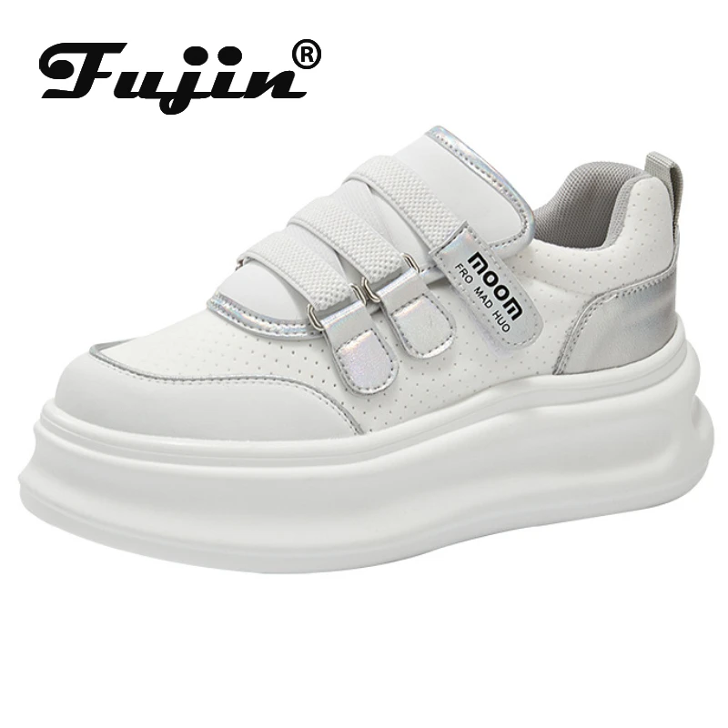 Fujin 6cm Cow Genuine Leather Platform Wedge Hollow Sneakers Women Shoes Leather Heel Pumps Boots Women Spring Autumn HOOK Shoes