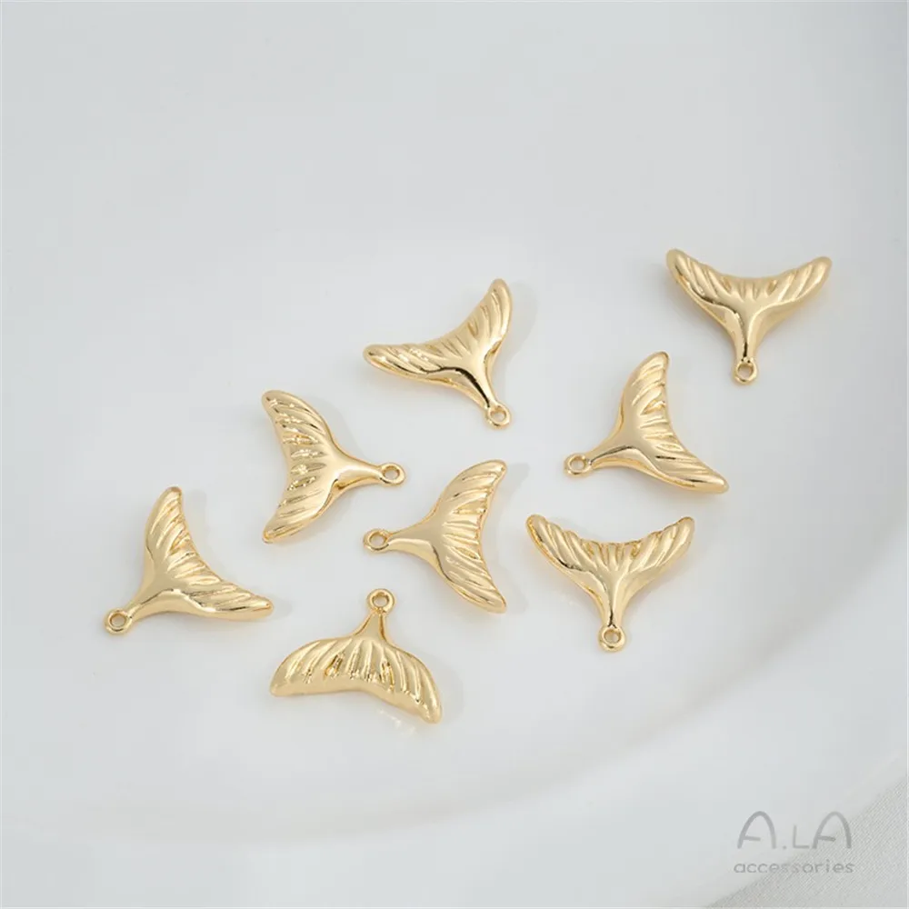 

14K Bag Gold Shiny Whale Mermaid Tail Pendant Diy Jewelry Hand Necklace Earrings Pendant Handmade Material