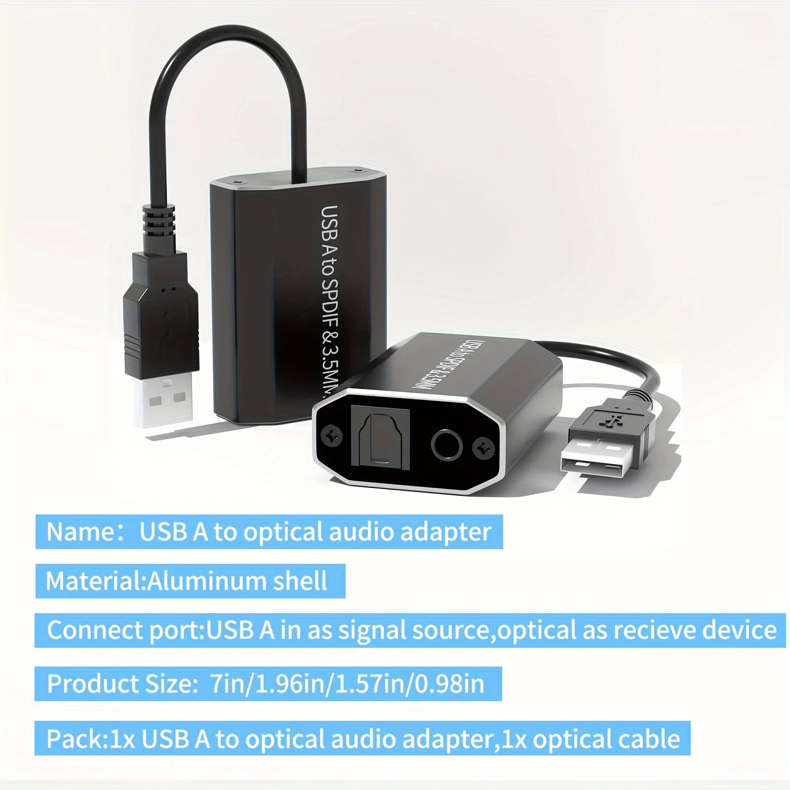 

USB A to SPDIF Output Adapter, USB A to TOSLINK Optical Audio Adapter & 3.5mm Audio Adapter