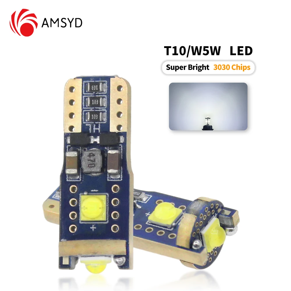 

10 шт., лампы для чтения номерного знака, T10 3030, 3SMD