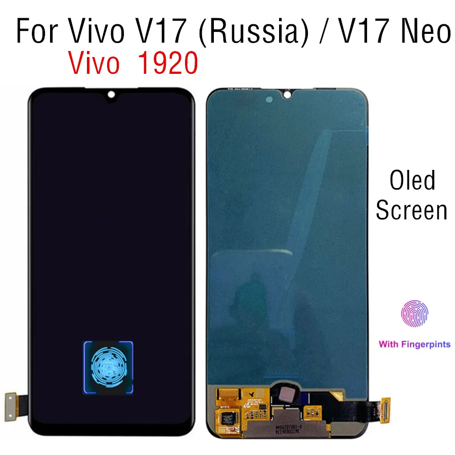 6.38“ OLED LCD For VIVO V17 Russia 1920 Version  LCD Display Touch Screen Digitizer Assembly Replacement For VIVO V17 Neo LCD