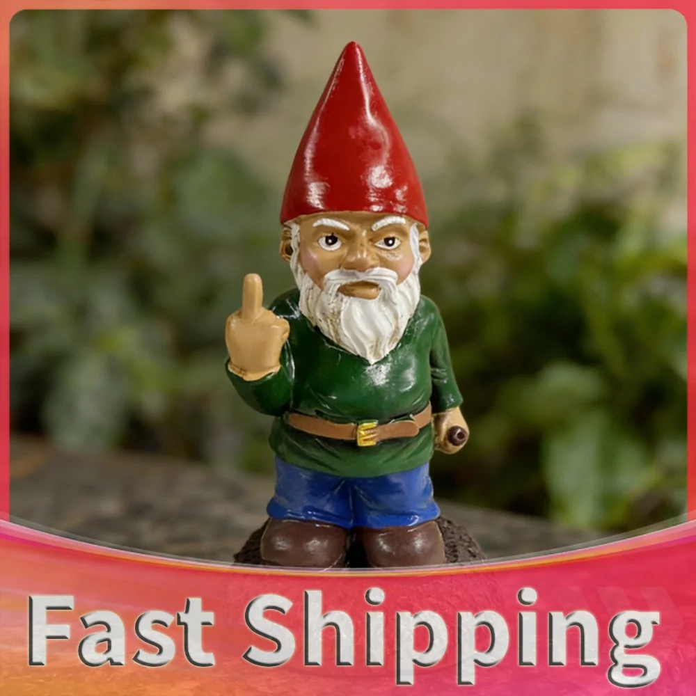 Middle Finger White Beard Dwarf Ornament Middle Fingler Lawn Statue Figurine Resin Garden Statue Garden Dwarf Statue Ornament