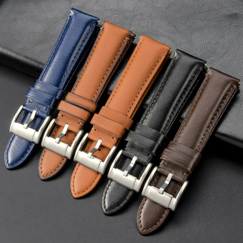 

High quality genuine leather watch strap 22/24mm for Fossil FS5061 FS5237 ME3052 3054 Quick Release watchband Universal bracelet