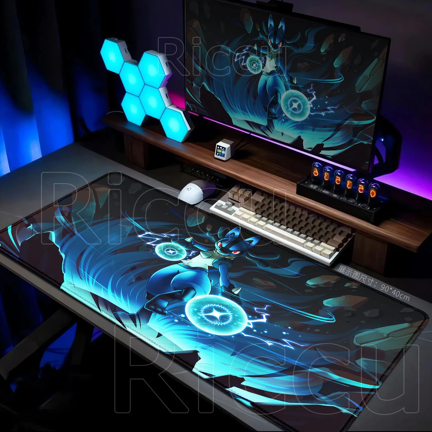 

Pokemon Lucario Mouse Pad Non-slip Rubber Gaming Desk Mat Laptop Game XXL Keyboard Mice Mat Cabinet 900x400mm Mousepad HD Carpet