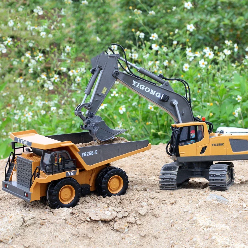 1/20 RC Excavator Dump Bulldozer Toys for Children Remote Control Crawler Truck Construction Engineering Vehicle Car Kids Toys