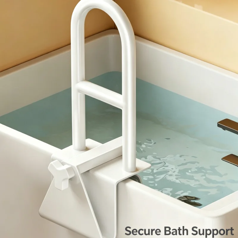 Bathtub Safety Grab Bar Non Slip Clamp On Assist Handle For Bathroom Shower Stability Support Rail
