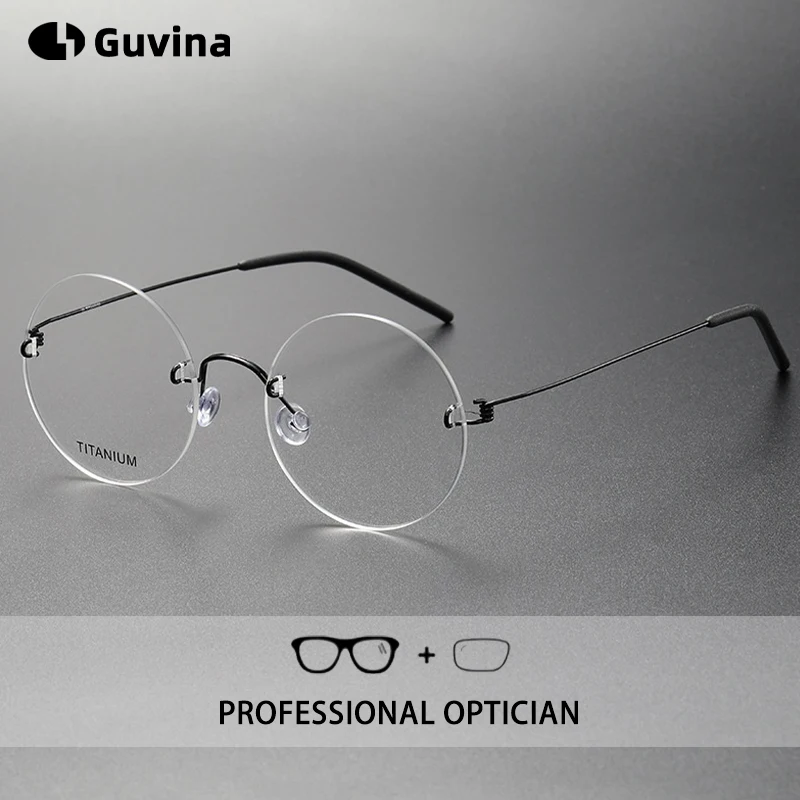 Monture de lunettes ronde sans vis pour hommes, ultralégère en titane, verres optiques progressifs pour myopie, hypermétropie et lecture