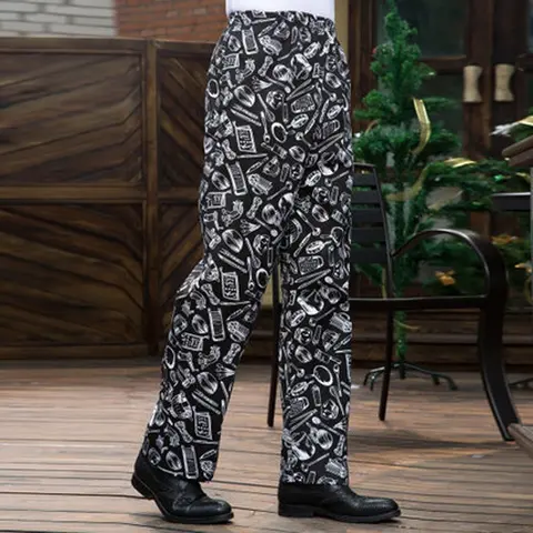 Pantalones de Chef con Diseño de Zebra, Rayados, Duraderos, Cintura Elástica, Ropa de Trabajo para Personal de Cocina de Restaurante