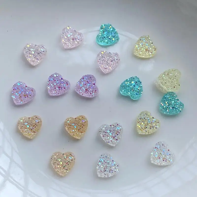 100pcs 8mm ore heart-shaped Crystal Rhinestone DIYdecorative accessories candy heart-shaped nail flat back nail art decorations