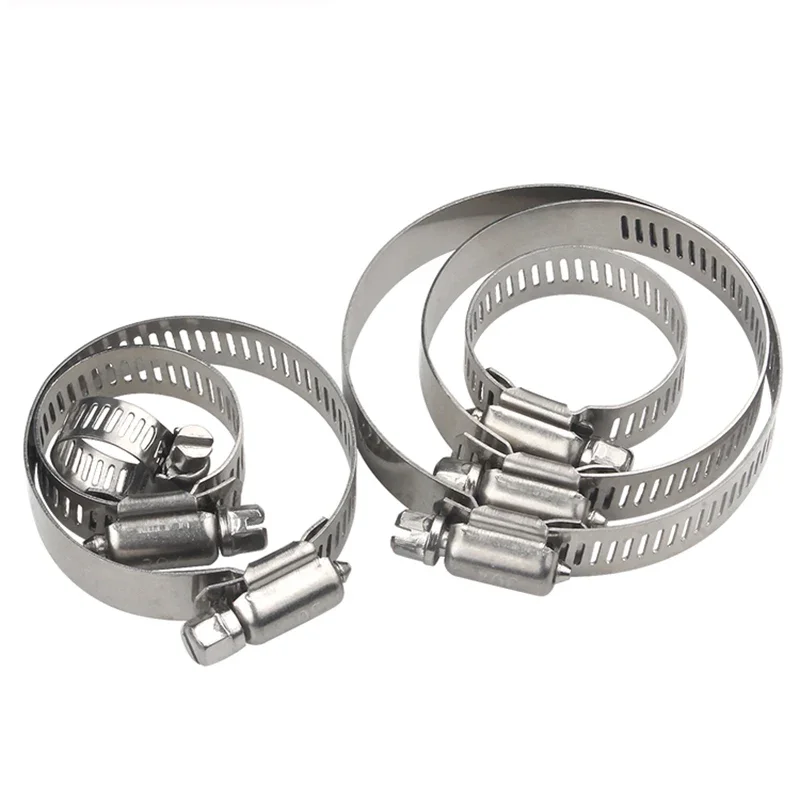 304Stainless Steel Single Ear Stepless Hose Clamps Clamp Assortment Kit Crimp Pinch Rings For Securing Pipe Hoses M6 M10 1/2/3PC