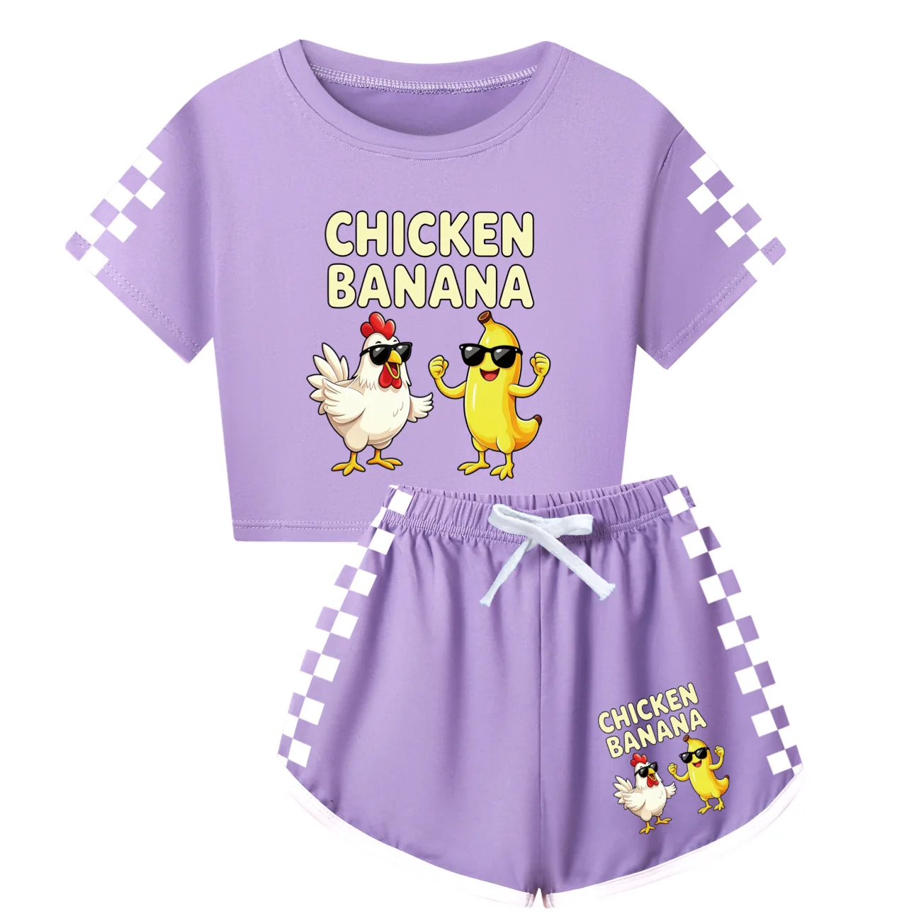Kids Clothes Banana Chicken Funny Cartoon Print Children T-shirts Pants Casual Pajamas Long Sleeve Children Outfit for Boy Girls view 3