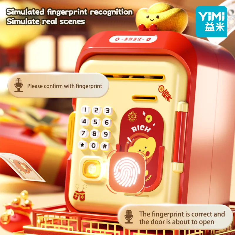 Roze spaarpot voor kinderen met wachtwoordcodeslot en automatische greepbiljetsleuf, echte geldgeldmunt kan een kerstcadeau besparen