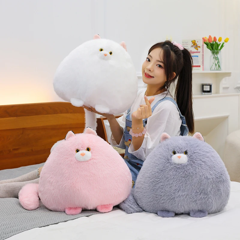 Cute Chubby Cat Dolls Plush Toys Cloth Dolls Throw Pillows Long-tailed Cat Dolls Birthday Gifts for Children Boys and Girls