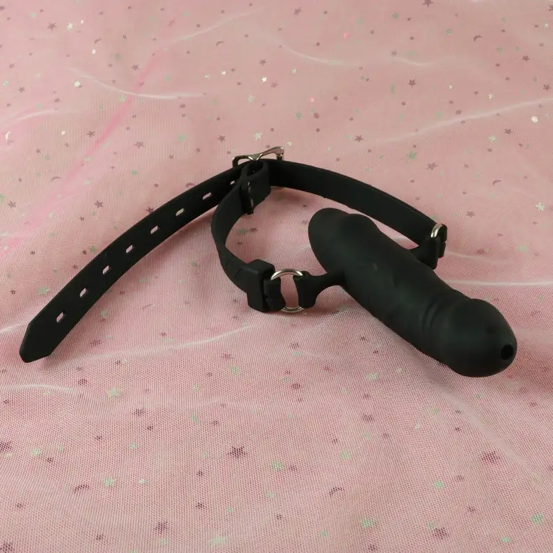 Full Silicone Double Ended Penis Gags,Breathable Gag,Mouth Plug,BDSM Gear for Submissive,Dual Dick Mouth Penetration Gags