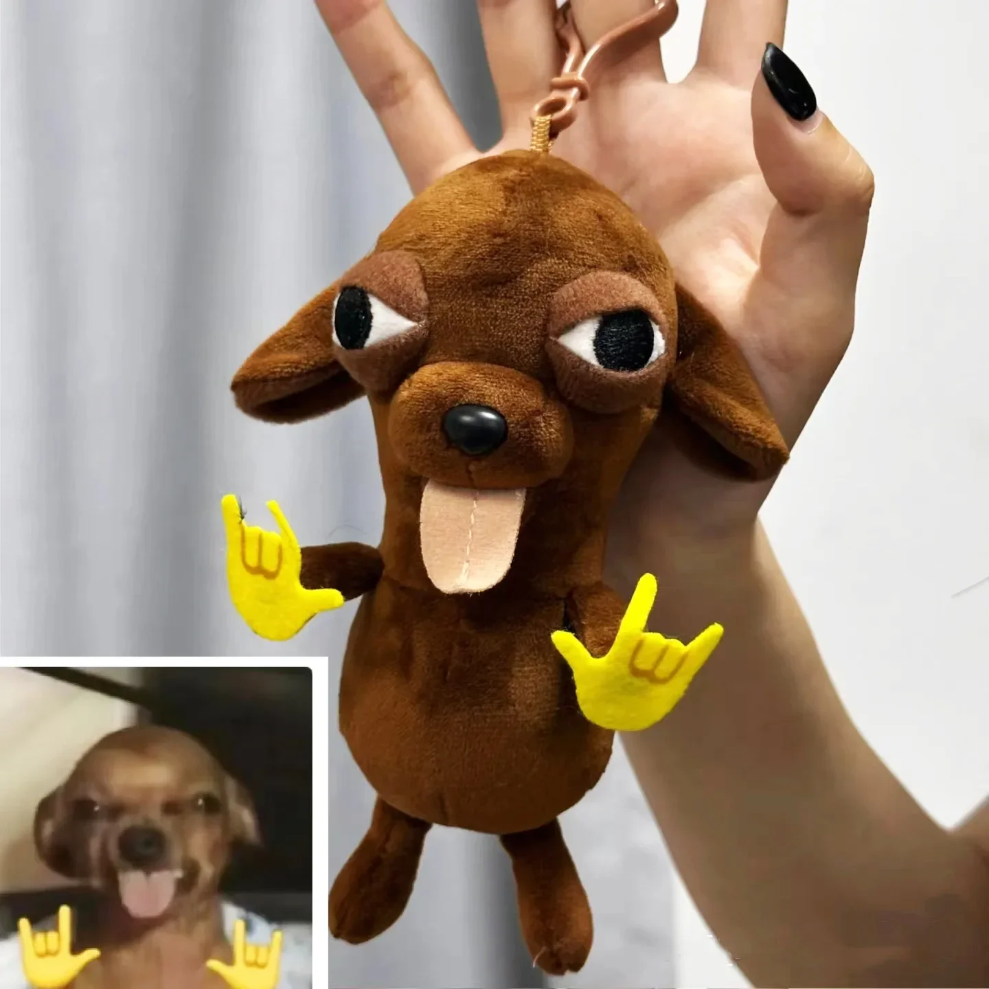 

Cartoon Mutant Chihuahua Puppy Plush Pendant Facial Expression Package Sand Sculpture Funny Plush Funny emoticon Toy keychain