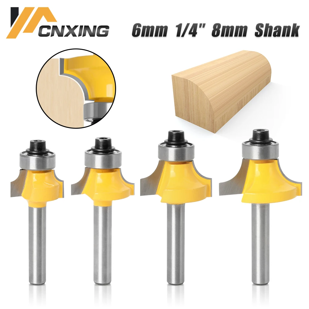 6mm/6.35mm/8mm Shank Corner Rounding Over Router Bit With Bearing Wood Milling Cutter Tungsten Carbide For Woodworking Tool