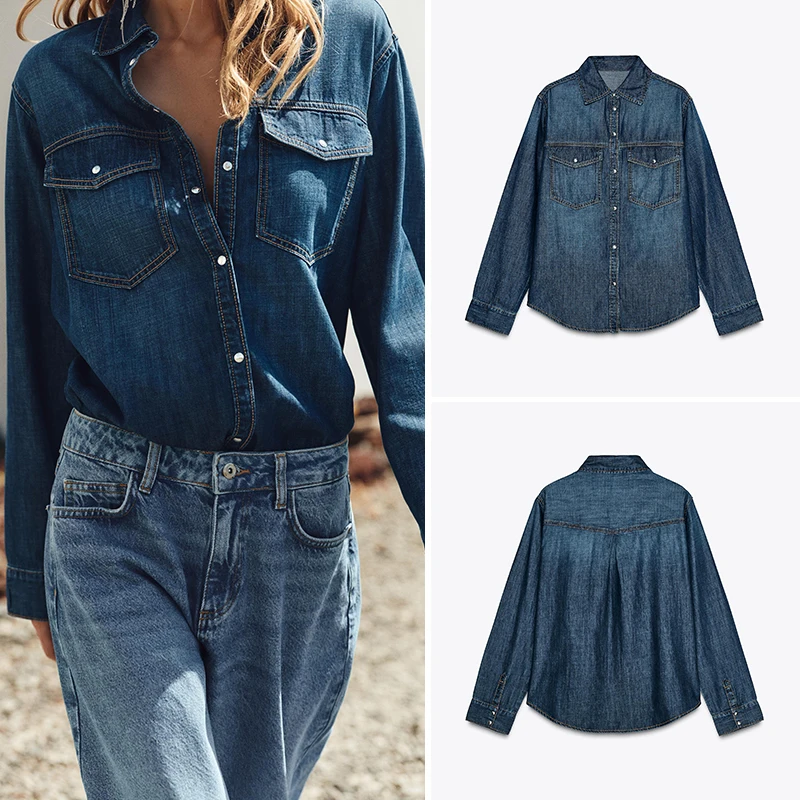 

Новое весеннее поступление, женские длинные джинсовые джинсы с воротником-свеком в стиле ретро, уличные однотонные повседневные женские туфли стандартной длины