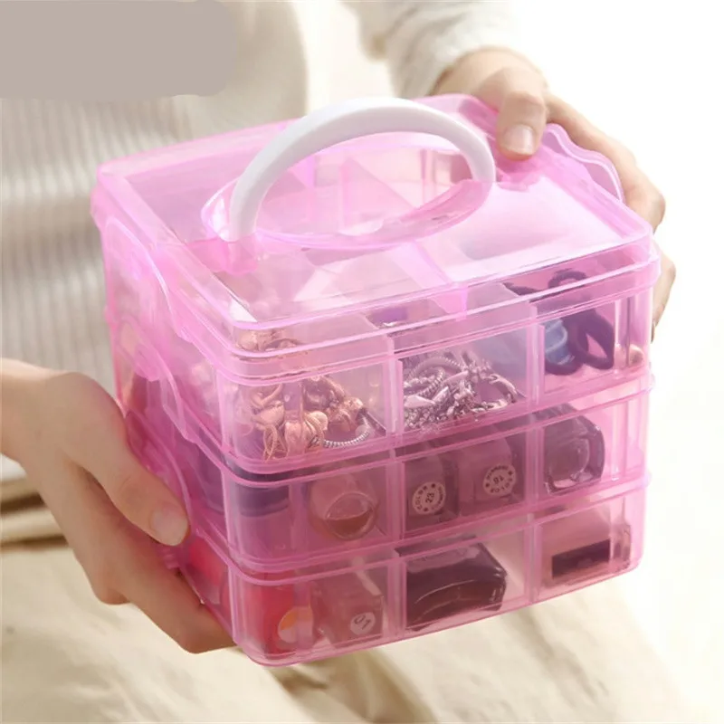 1/2/3PCS 18 Grid Transparent Jewelry Storage Box Large-capacity Necklace Ring Stud Earrings Storage Box Jewelry Box Ornament Box