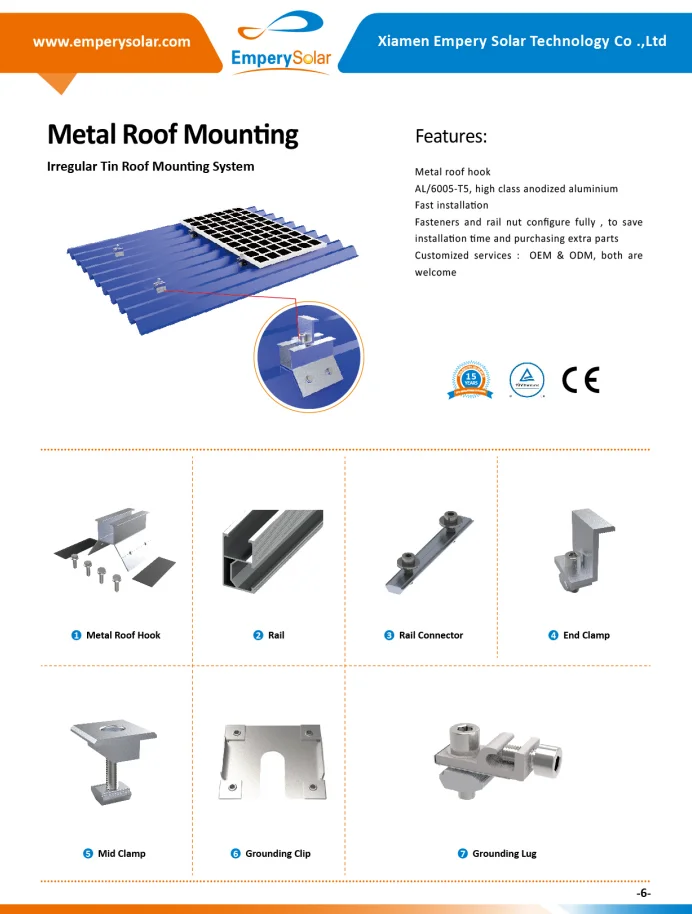 Solar Roof Mounting System 10kw Photovoltaic with Hanger Bolt Solar Roof Tile Pv Module Solar Panel Mounting Structure System