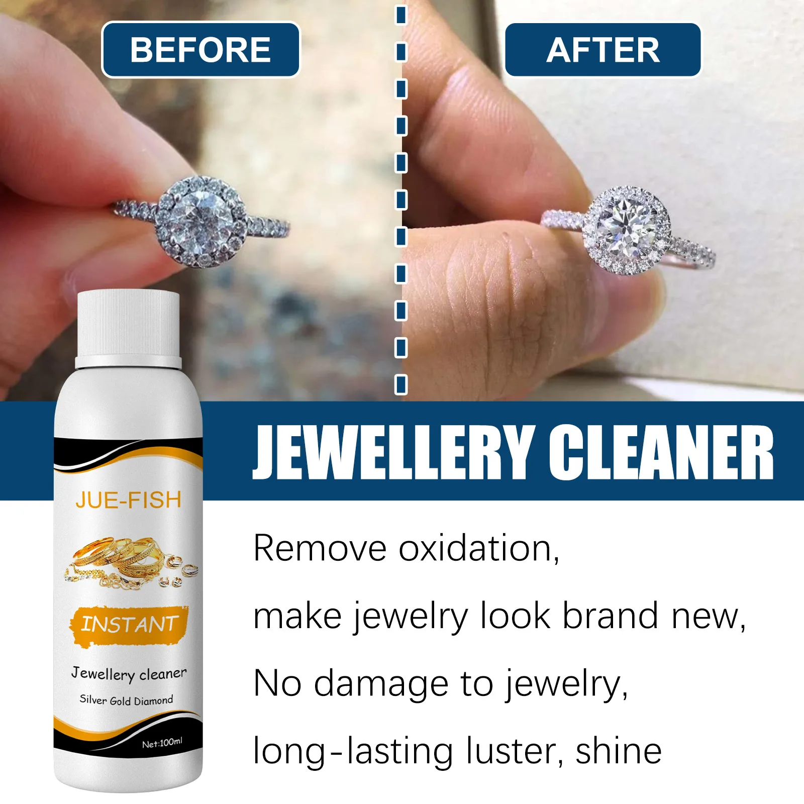 

3Pcs Jewellery cleaner Cleaning solution Tarnish remover Stain-free Smooth diamonds Gold jewellery cleaning solution Polishing