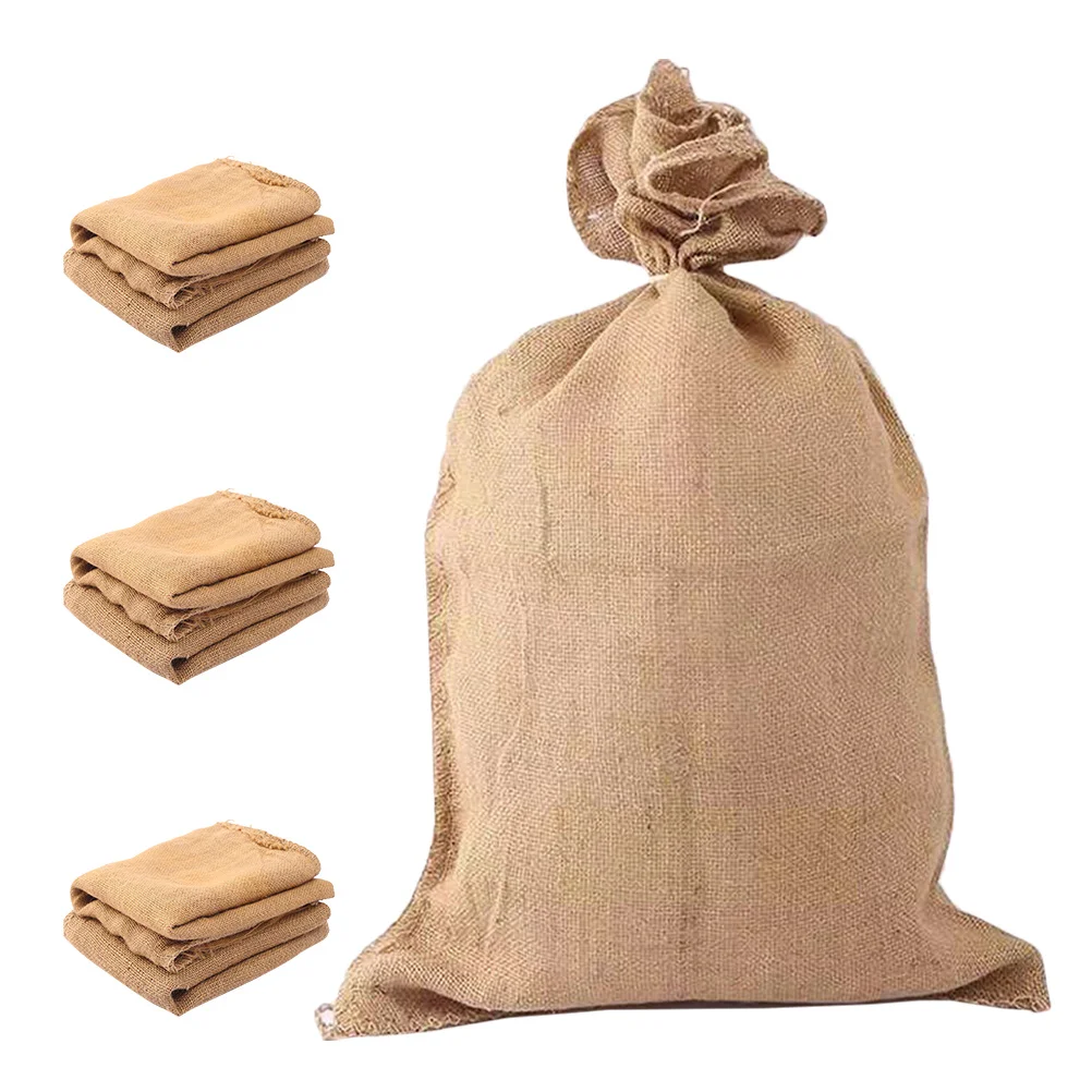 4 Stück Hochwasserschutzbeutel, Jute-Sackleinen-Sandsack für Kartoffelaufbewahrung, robuster Transport, Gemüsesack, Gartenarbeit, Außenbereich