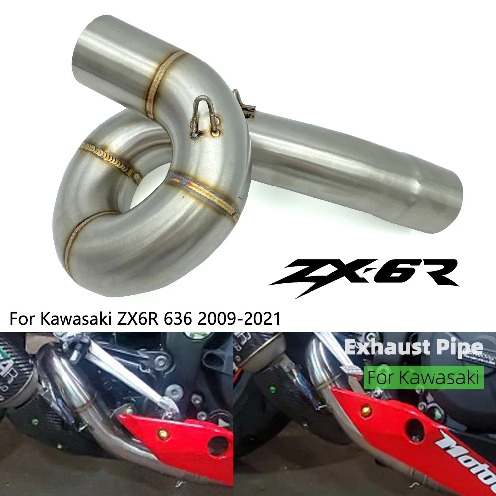 High - Efficiency Motorcycle Exaust Stainless Steel Moto Racing Pipe Middle Section For Kawasaki ZX6R 2009-2019