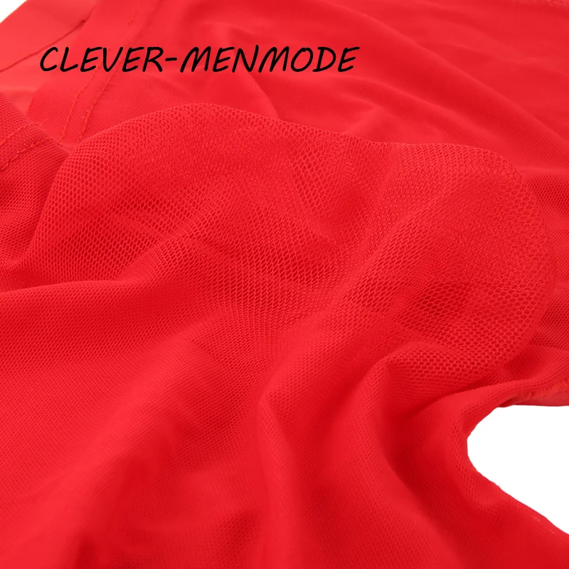 CLEVER-MENMODE Men Ice Silk Ultra Thin Front Empty Mesh Boxer Underpants Men\'s Sexy Porn Low Rise Seamless Lingerie Invisible