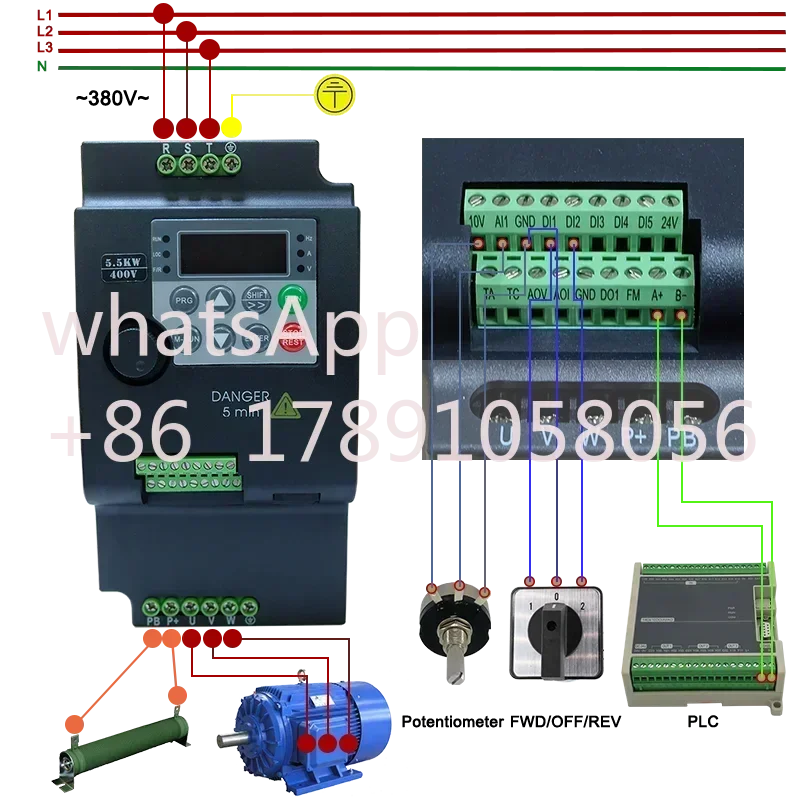 5.5KW 380V 3 Phase 7.5HP Vector Control VFD Variable Frequency Drive Converter Variator for Motor Speed Controller Inverter