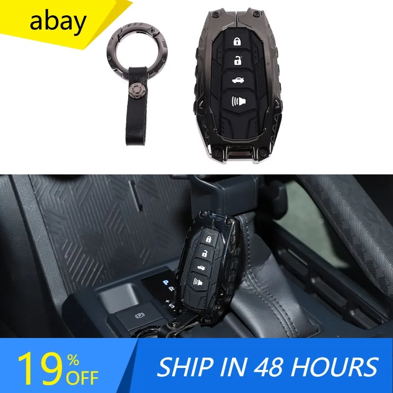 ZincAlloy Key Case Round Buckle Key Pouch Mecha Style Key Fob Cover Car Supplies For Toyota Tacoma 2024-2026 Toyota Tundra 2022+