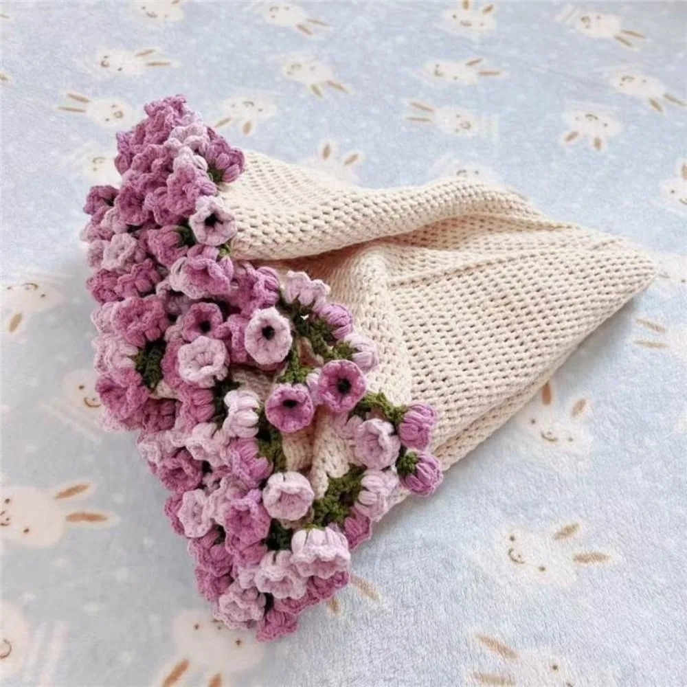 

Woven Crocheted Rose Daisy Bouquet Blanket Fashion DIY Craft Flower Bouquet Blanket Handmade Unfinished
