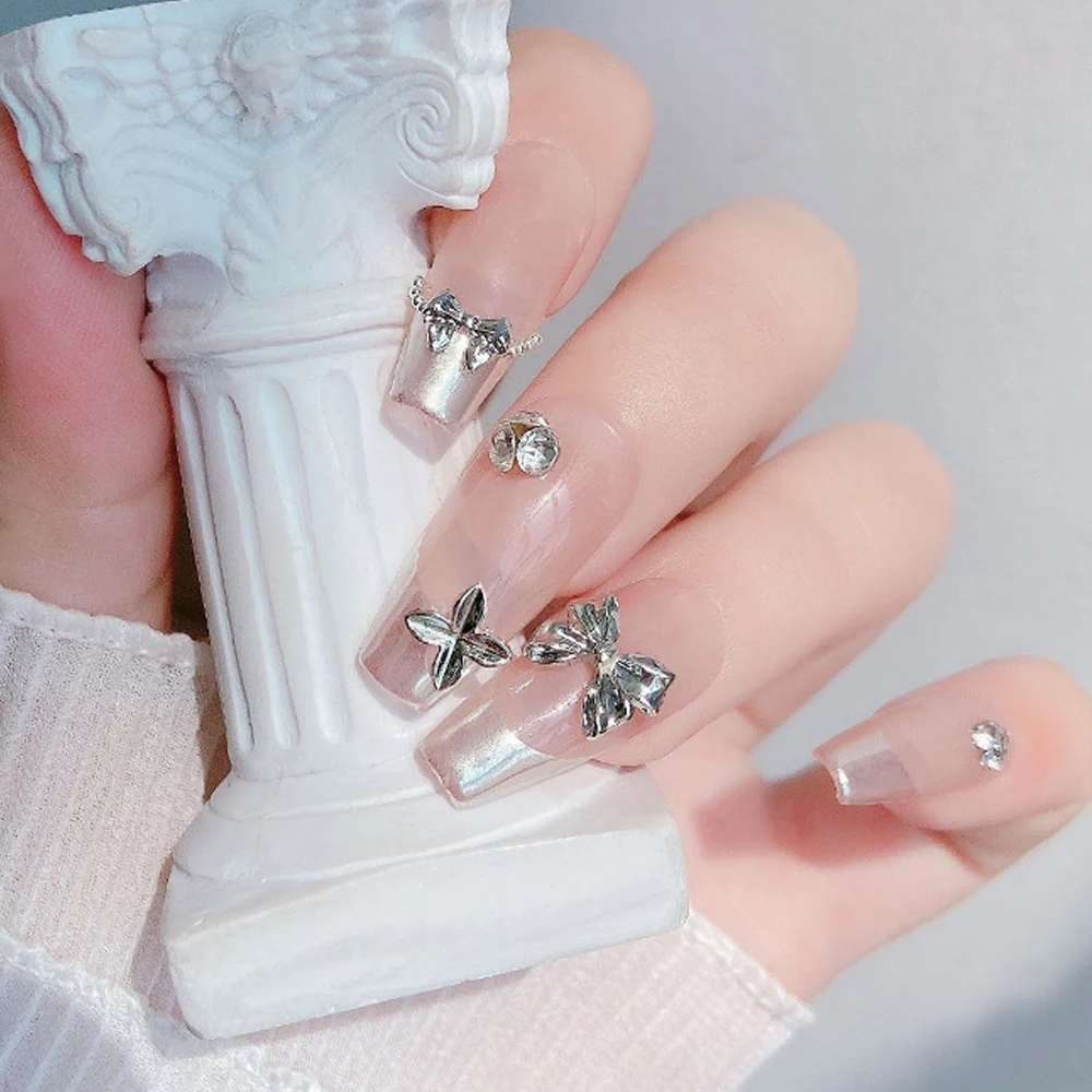 20pcs Alloy Silvery Bow Nail Art Charm Gold Ribbon Rabbit Manicure Decoration 3D Metal Luxury Salon DIY Nail Art Accessories - Image 3